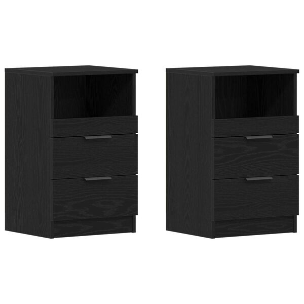 vidaXL Bedside Cabinet 2 pcs Black Oak 40 x 35 x 65 cm Engineered Wood
