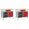 vidaXL Work Bench Set with Drawer 8 pcs Red 200 x 55 x 200 cm Steel