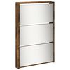 vidaXL Shoe Cabinet with Mirror 5-Layer Smoked Oak 63x17x169.5 cm
