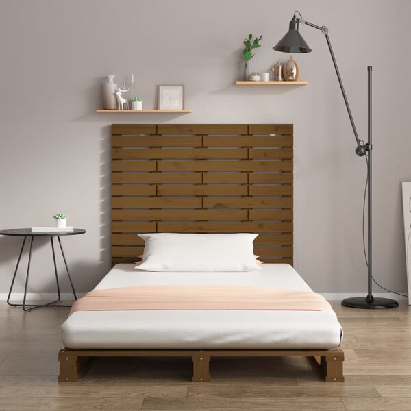 vidaXL Wall Headboard Honey Brown 126x3x91.5 cm Solid Wood Pine