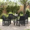 vidaXL Garden Dining Set 5 pcs Black Poly Rattan