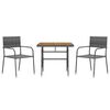 vidaXL 3 Piece Outdoor Dining Set Poly Rattan Grey