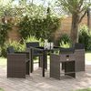 vidaXL Garden Dining Set 5 pcs Grey Poly Rattan