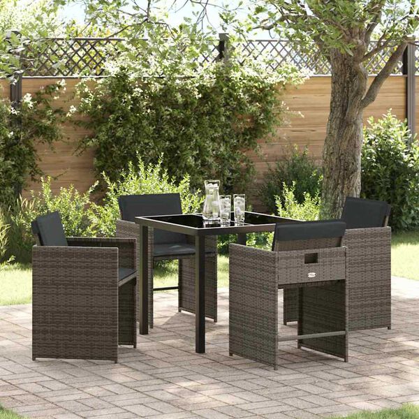 vidaXL Garden Dining Set 5 pcs Grey Poly Rattan