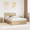 vidaXL Bed Frame with Mattress Sonoma Oak 150 x 200 cm Solid Pine Wood