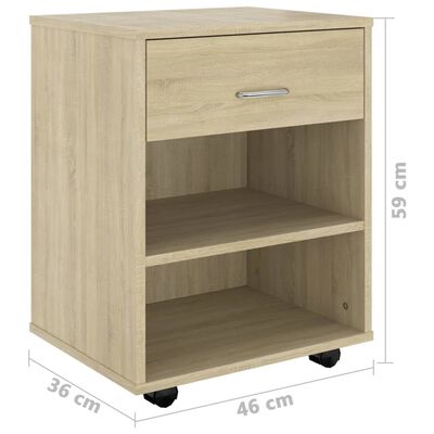 vidaXL Rolling Cabinet Sonoma Oak 46x36x59 cm Engineered Wood