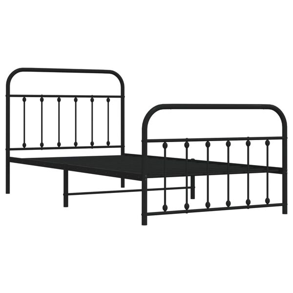 vidaXL Metal Bed Frame without Mattress with Footboard Black 107x203cm
