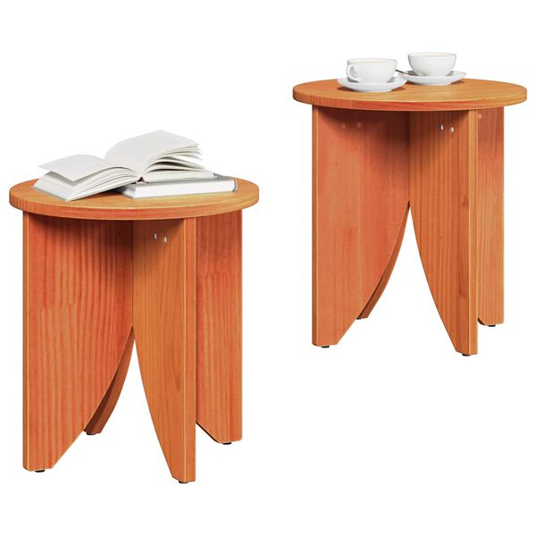 vidaXL Coffee Table 2 pcs Wax Brown