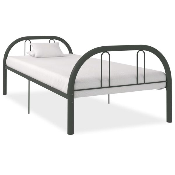vidaXL Bed Frame without Mattress Grey Metal 90x200 cm