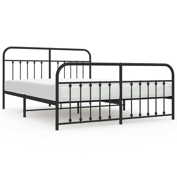 vidaXL Metal Bed Frame without Mattress with Footboard Black 183x213cm