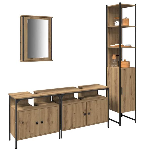 vidaXL Bathroom Furniture Set 4 pcs Artisan Oak Engineered Wood