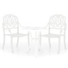 vidaXL 3 Piece Bistro Set Cast Aluminium White