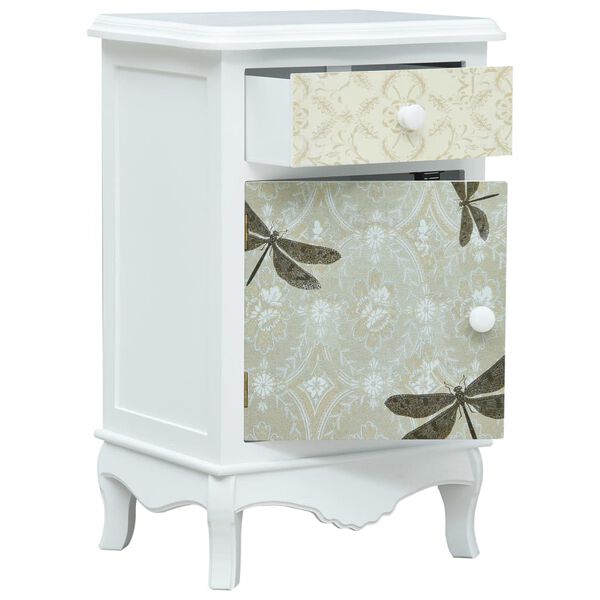 vidaXL Bedside Cabinet White and Grey 40x30x62 cm MDF