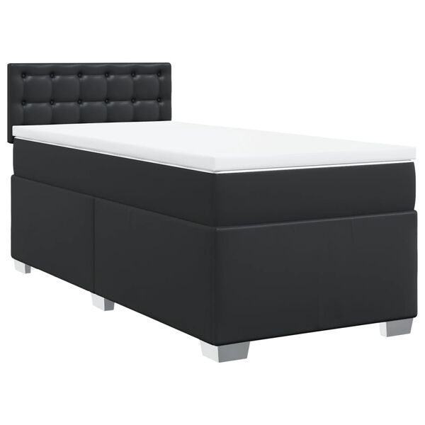 vidaXL Box Spring Bed with Mattress Black 100x200 cm Faux Leather