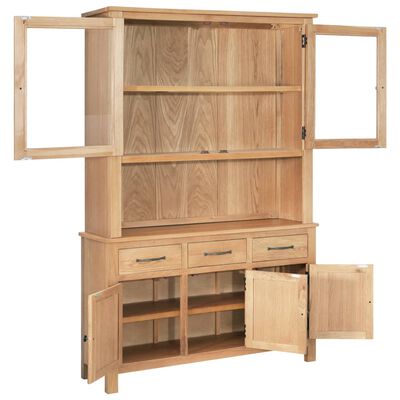 vidaXL Desk Hutch 110x33.5x105 cm Solid Oak Wood