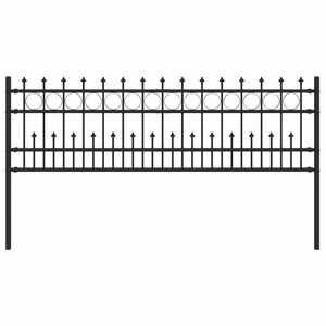 vidaXL Spike Ring Fence Black 200 x 110 cm Powder-Coated Steel