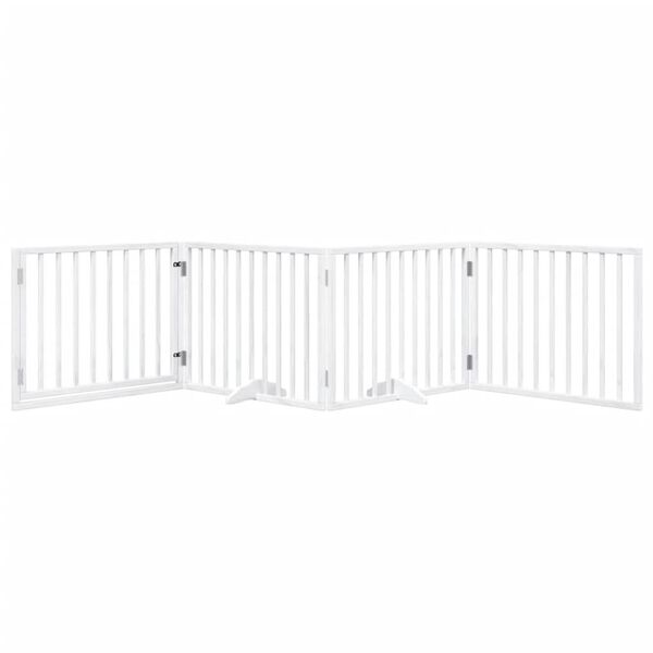 vidaXL Dog Gate with Door Foldable 4 Panels White 320 cm Poplar Wood
