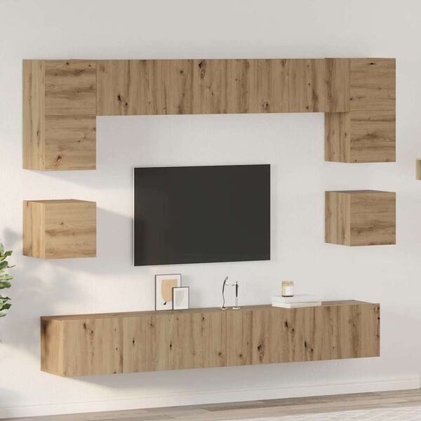 vidaXL TV Cabinet Set Wall-mounted 8 pcs Artisan Oak Engineered Wood