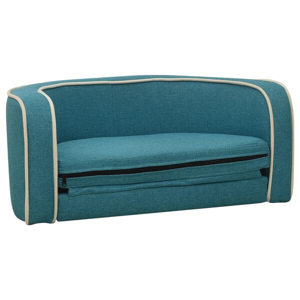 vidaXL Foldable Dog Sofa Turquoise 76x71x30 cm Linen Washable Cushion