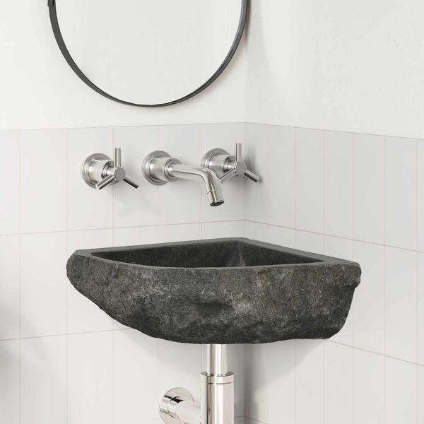 vidaXL Basin Grey (30-37) x (30-37) x 12 cm River stone