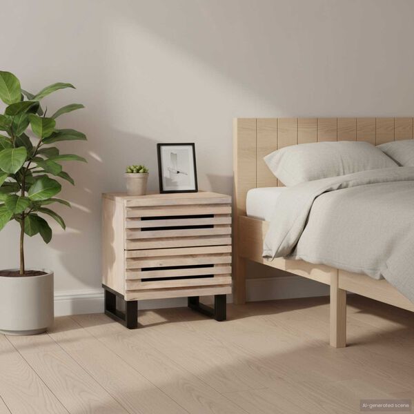 vidaXL Bedside Cabinets 2 pcs 40x33x46 cm Solid Wood Bleached Mango