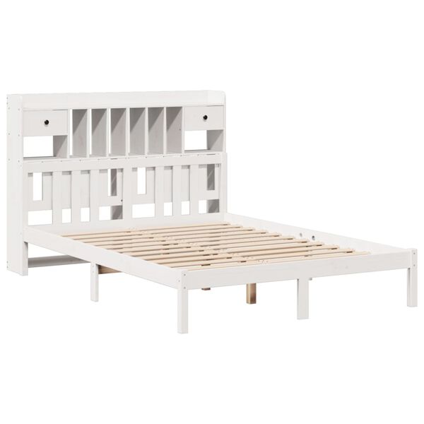 vidaXL Bookcase Bed without Mattress White 160x200 cm Solid Wood Pine