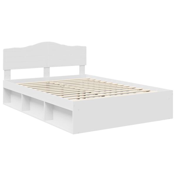 vidaXL Bed Frame with Headboard White 140 x 200 cm Solid Pine Wood