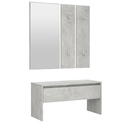 vidaXL Hallway Furniture Set Concrete Grey Engineered Wood