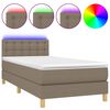 vidaXL Box Spring Bed with Mattress&LED Taupe 80x200cm Fabric