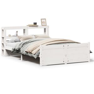 vidaXL Bed Frame with Headboard without Mattress White 160x200 cm