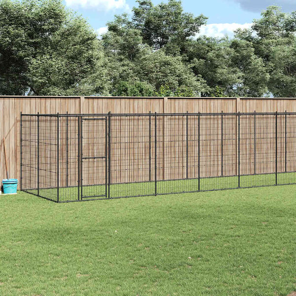 vidaXL Outdoor Dog Kennel Steel 16.94 m²