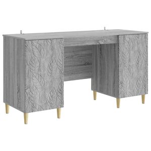 vidaXL Desk Grey Sonoma 142.5 x 50 x 75 cm Engineered Wood