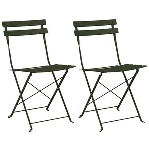 vidaXL Garden Folding Chair Folding 2 pcs Green 42 x 46 x 82cm Metal