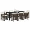 vidaXL Garden Dining Set 9 pcs Brown Poly Rattan