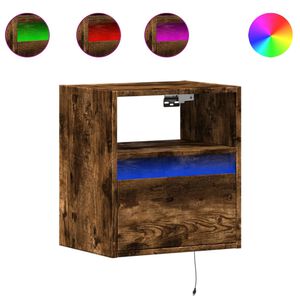 vidaXL TV Wall Cabinet with LED Lights Smoked Oak 41x31x45 cm