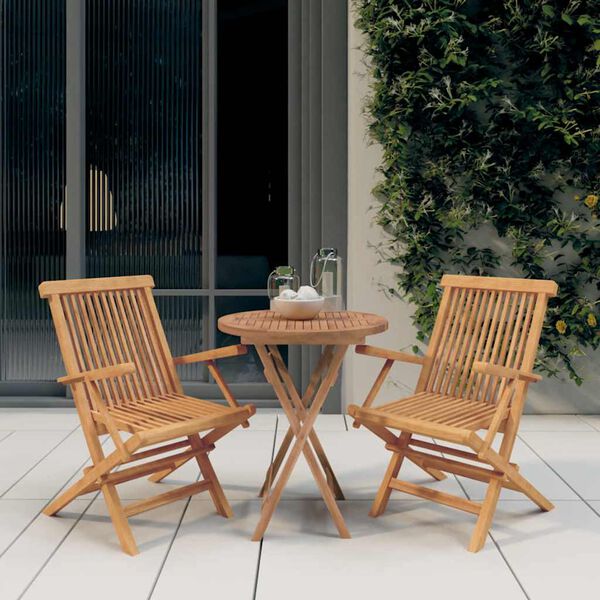 vidaXL 3 Piece Garden Dining Set Solid Wood Teak