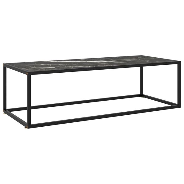 vidaXL Coffee Table Black with Black Marble Glass 120x50x35 cm