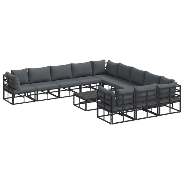 vidaXL Garden Sofa Set with Cushion Black Aluminium