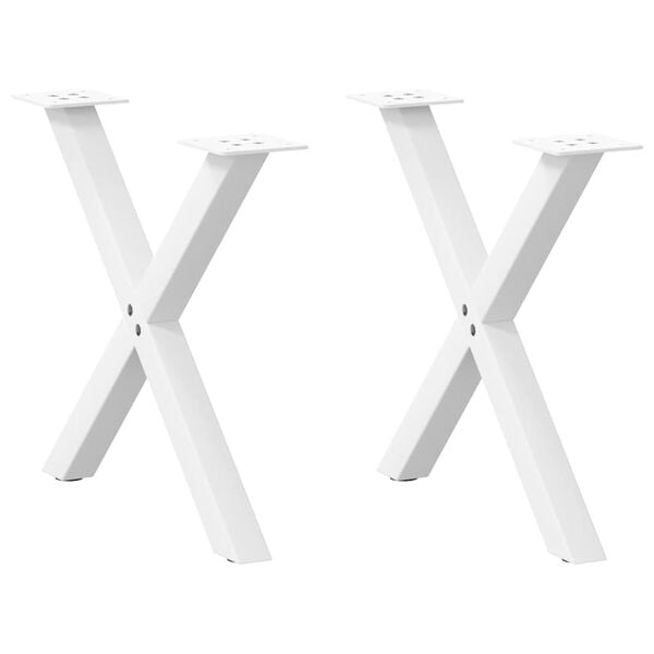 vidaXL Coffee Table Legs X-Shaped 2 pcs White 60x(42-43) cm Steel