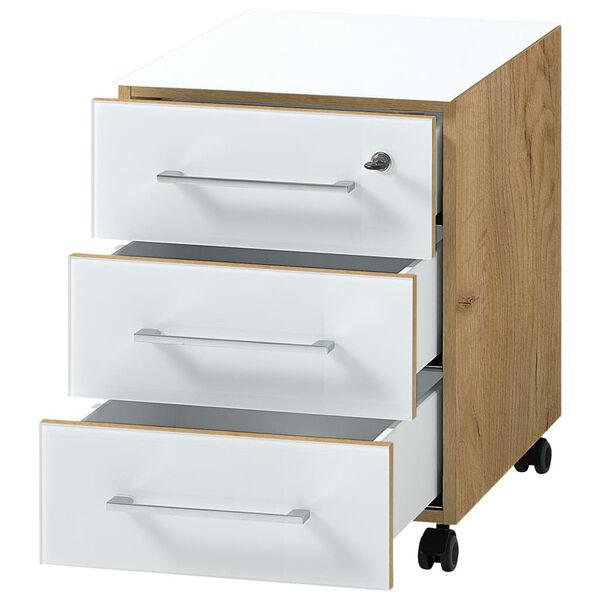 Germania Rolling Filing Cabinet GW-Monteria Navarra-oak Repro White