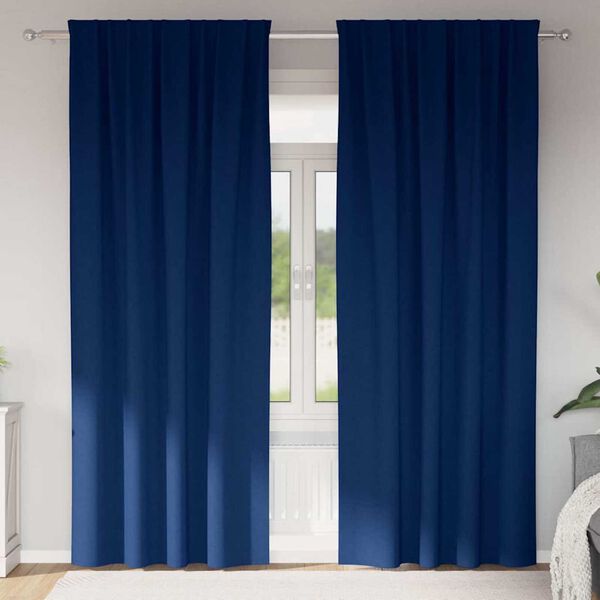 vidaXL Blackout Curtains with Rings 2 pcs Dark Blue 245 x 140 cm