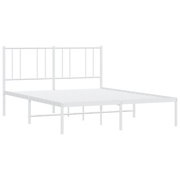 vidaXL Metal Bed Frame without Mattress with Headboard White 140x190cm