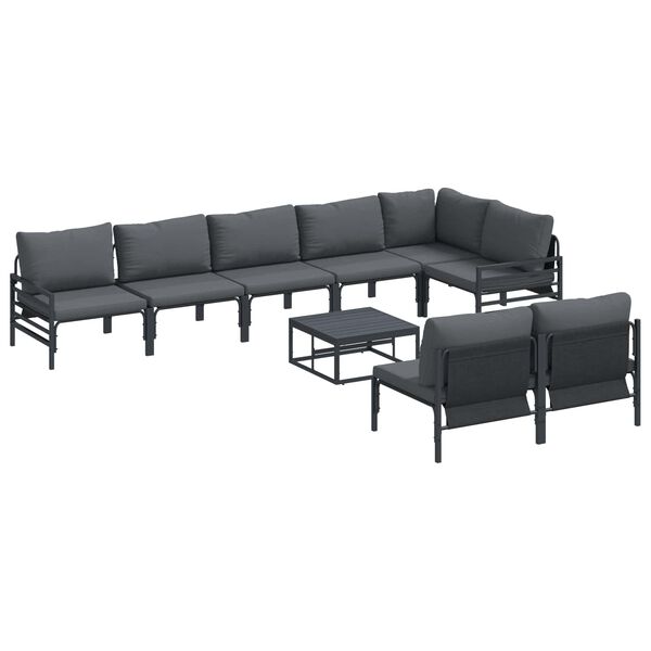 vidaXL Garden Sofa Set with Cushion Anthracite Steel