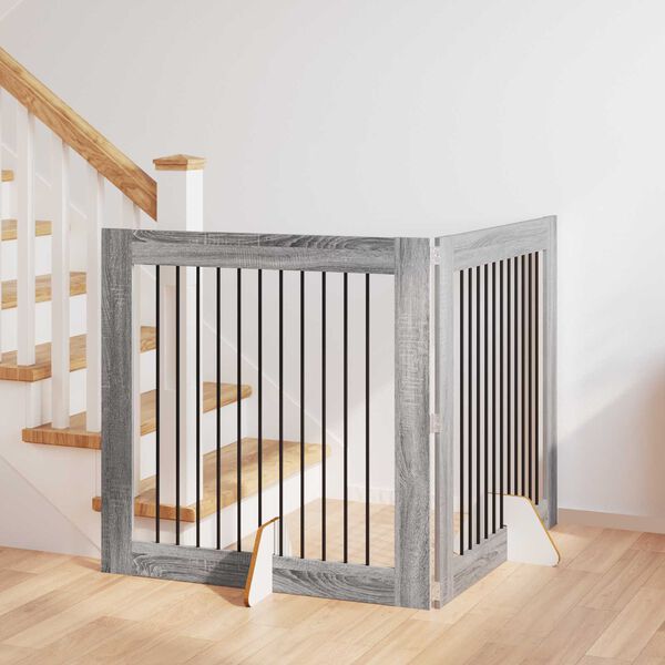 vidaXL Dog Playpen 2 pcs Grey Sonoma 100 x 100 cm Galvanised Steel