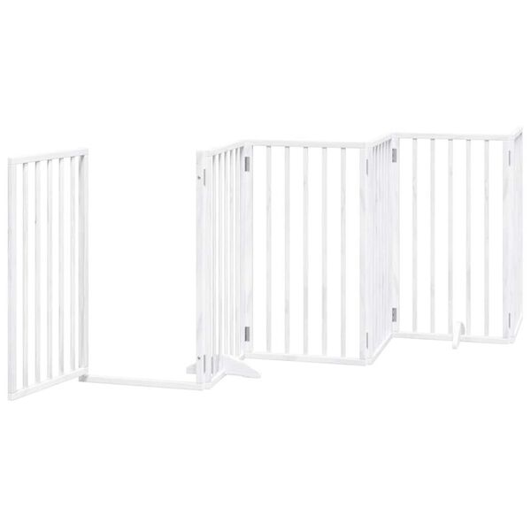 vidaXL Dog Gate with Door Foldable 6 Panels White 300 cm Poplar Wood