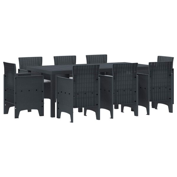 vidaXL Garden Dining Set 9 pcs Anthracite Polt rattan