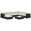 vidaXL 8 Piece Garden Lounge Set with Cushions Poly Rattan Black