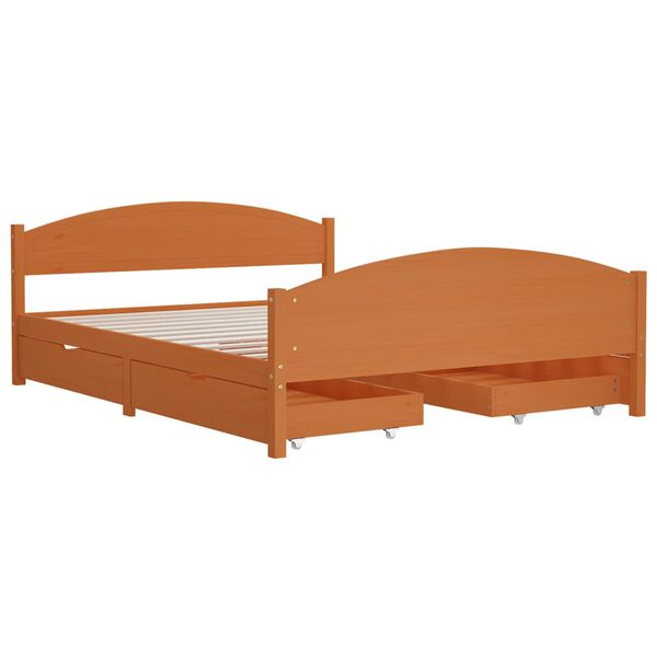 vidaXL Bed Frame without Mattress Honey Brown Solid Wood 160x200 cm (322040+2x321987)