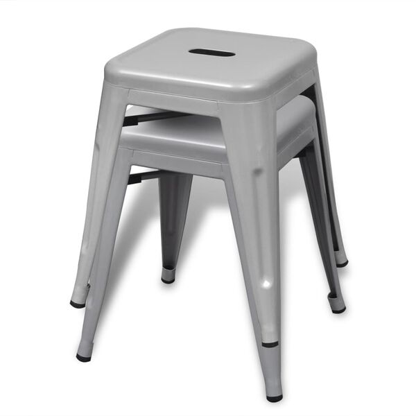 vidaXL Stacking Stools 2 pcs Grey Metal
