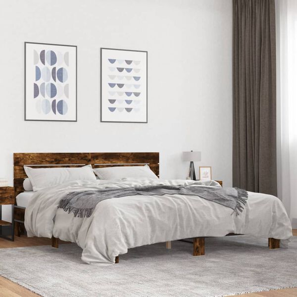 vidaXL Bed Frame without Mattress Smoked Oak 200x200 cm